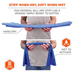 Ergodyne - Chill-Its 6602 Evaporative Cooling Towel - PVA - Blue Single (13in x 29.5in // 33cm x 75cm) | ERECT6602BL0000