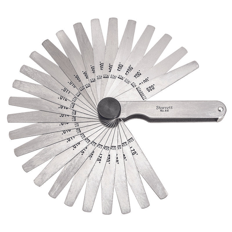 Starrett - Thickness Gage 26 Tapered Leaves .0015in-.025in Range | 66T