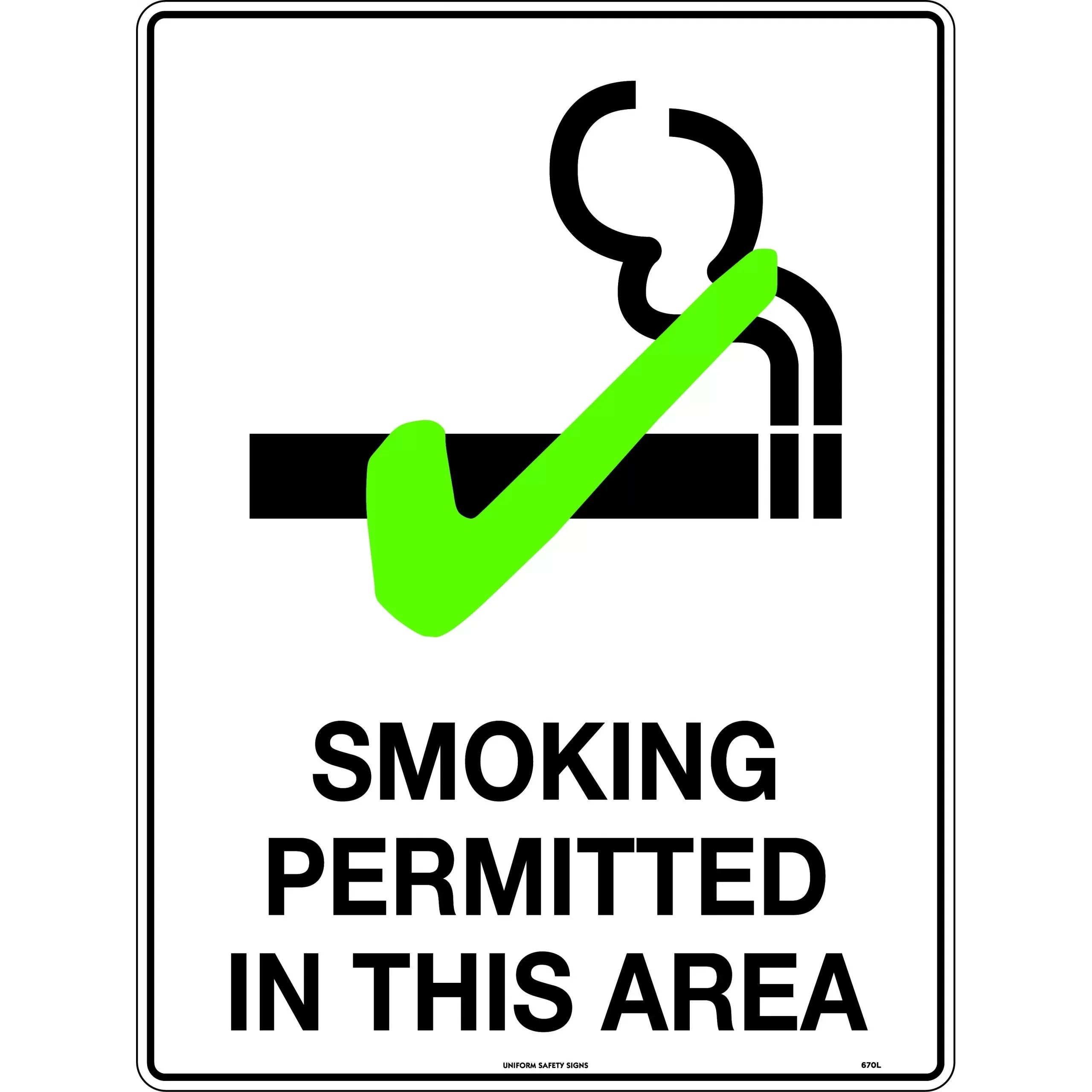 Uniform Safety Signs - 450x300mm - Metal - Smoking Permitted in This Area | 670LSM