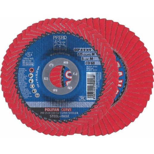 PFERD - POLIFAN Flap Disc SGP Ceramic - STEEL / INOX PFR 125 CO 60 SGP-CURVE M | 67689056 1