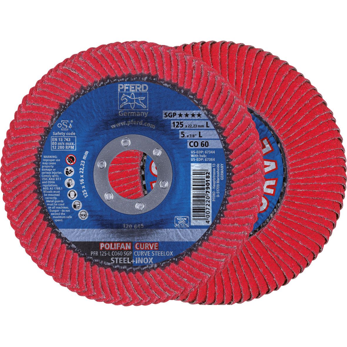 PFERD - POLIFAN Flap Disc SGP Ceramic - STEEL / INOX PFR 125 CO 60 SGP-CURVE L | 67689066 1