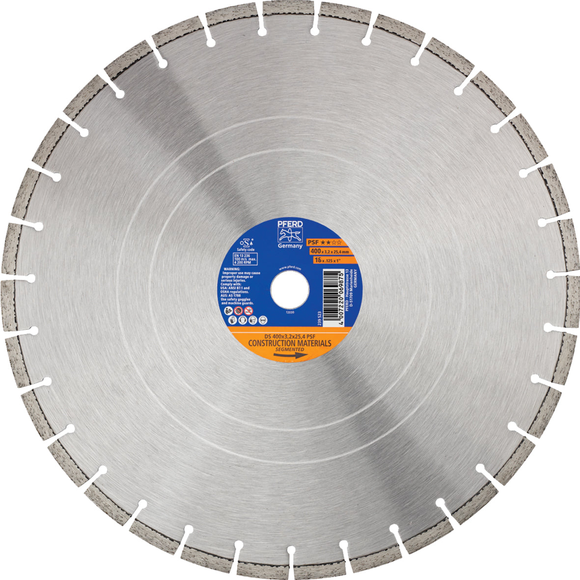 PFERD - Diamond Cut-Off Wheel GP - Segmented Type DS 400 x 3.2 x 25.4 PSF | 68300054 1