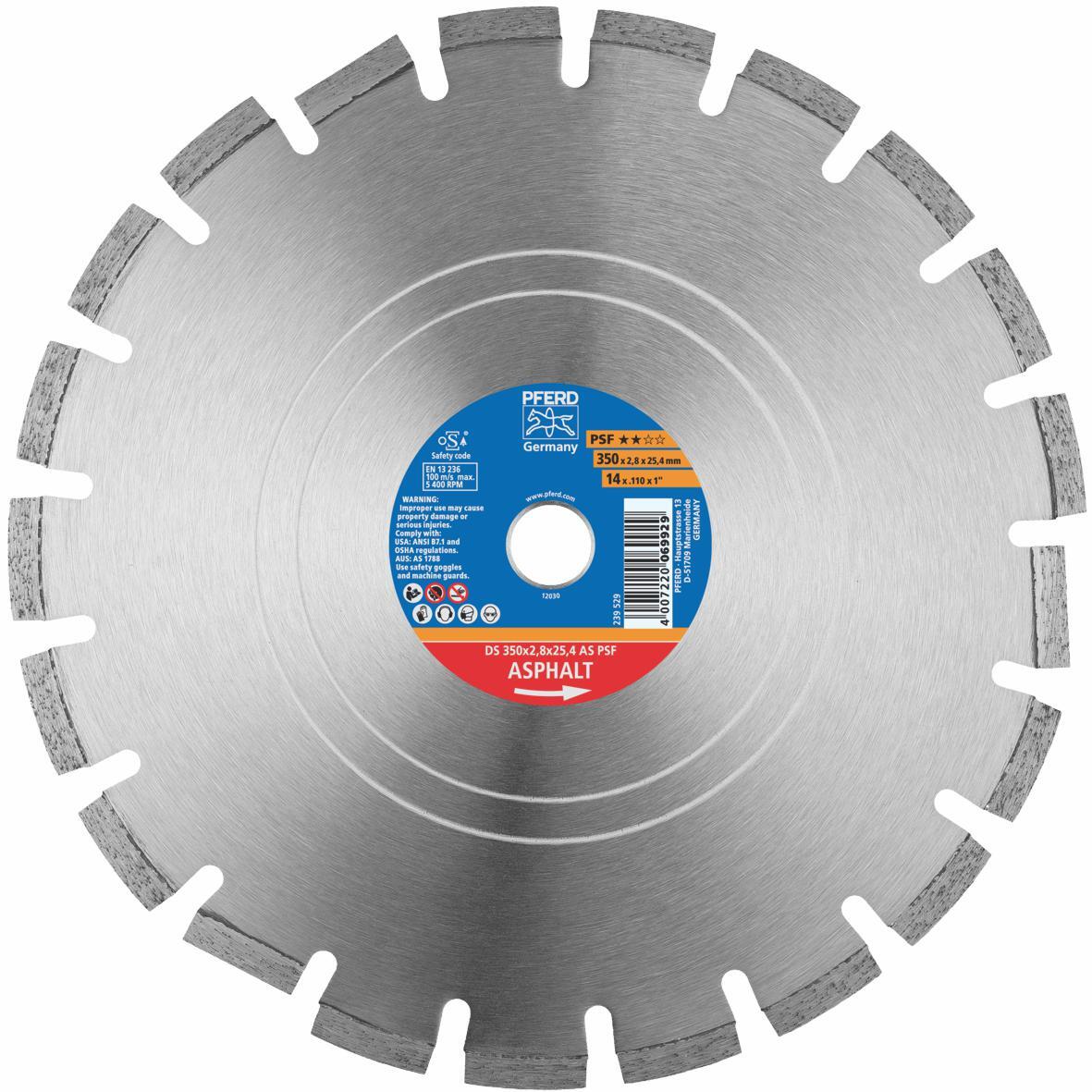 PFERD - Diamond Cut-Off Wheel GP - Asphalt Type DS 350 x 2.8 x 25.4 AS PSF | 68300059 1