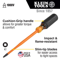 Klein Tools - 6IN INS SLIM TIP S/DRIVER #2 SQ TIP | A-6946INS