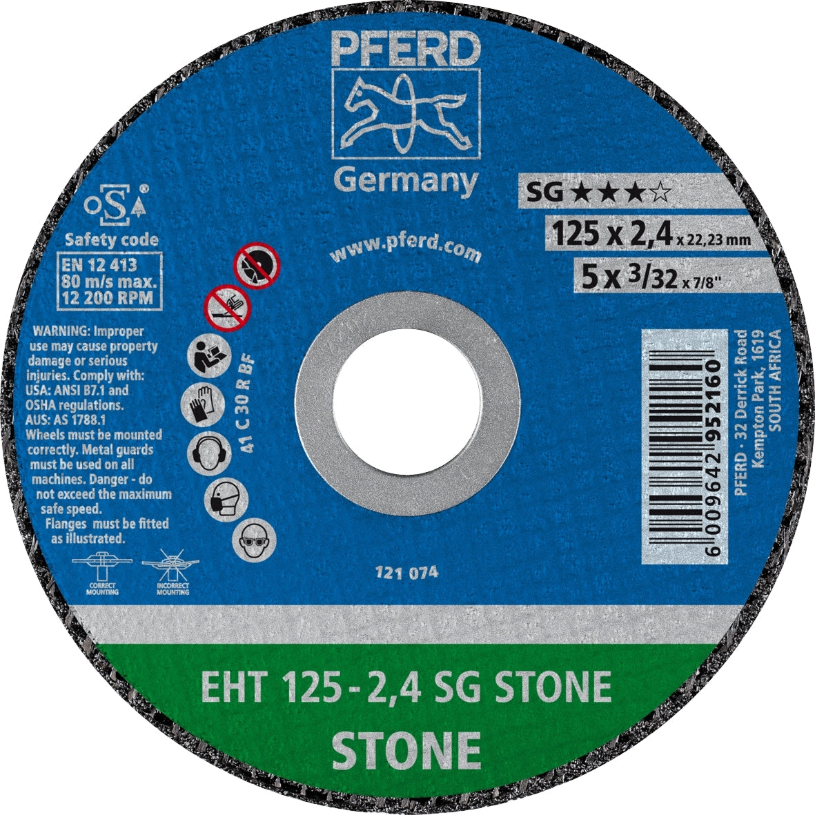 PFERD - Flat Cut-Off Wheel STONE EHT 125-2.4 C 30 R SG | 69902056 1