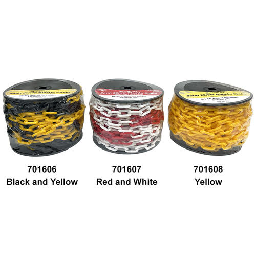 Austlift - Plastic Link Chain 8mm 25m/ Reel Yellow UV Stabilised | 701608