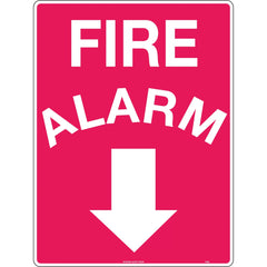 Uniform Safety Signs - 300x225mm - Self Adhesive - Fire Alarm (Arrow Down) | 703MA