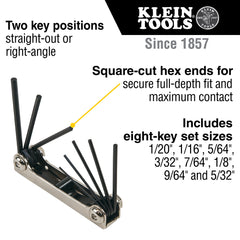 Klein Tools - FLDNG HEX 8 KEY SET. 1/20 - 5/32IN SAE | A-70581