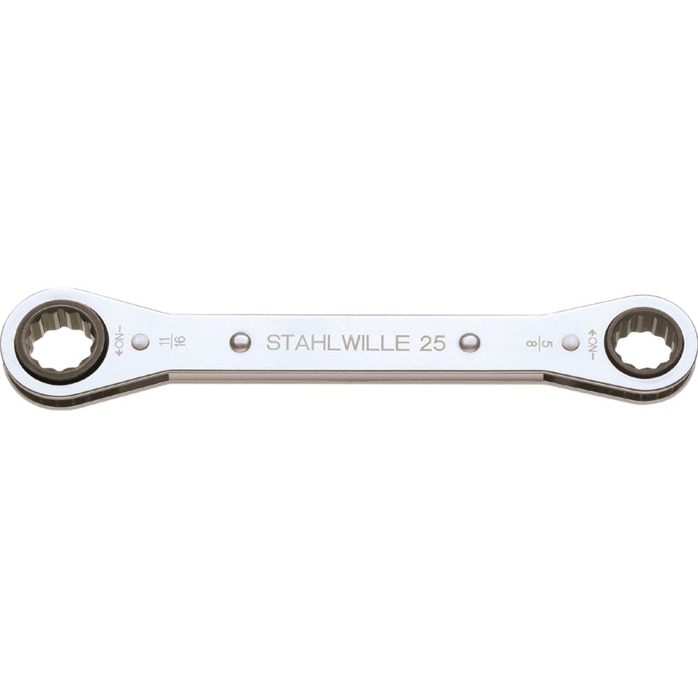 Stahlwille - 1/4" x 5/16" Ratchet Ring Spanner Solid Steel - Series 25
