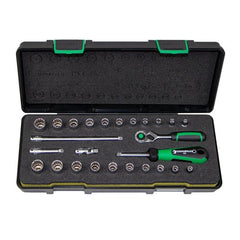 Stahlwille - Set 26pc 1/4" Drive Sockt & Accessories (5-14mm & 5/32" - 9/16") - Series 40 | SW40D/40AD/21/5TCS - 91229214