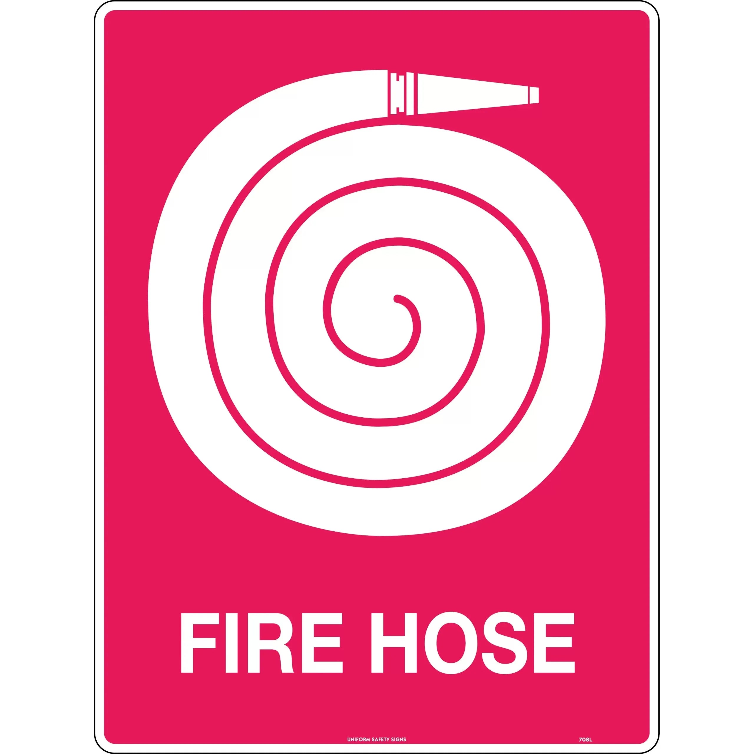 Uniform Safety Signs - 300x100mm - Self Adhesive - Fire Hose (with pictogram) | 708OMA