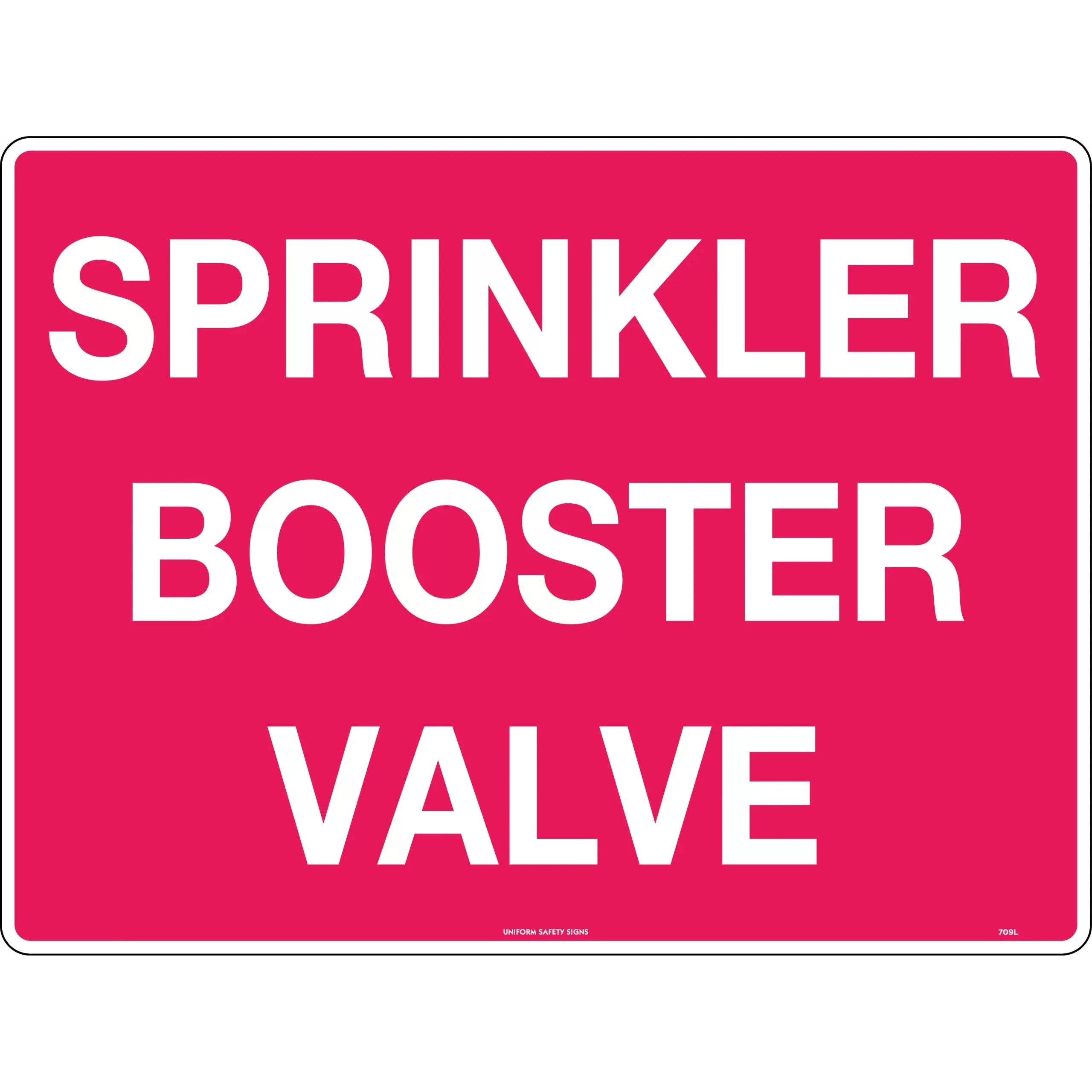 Uniform Safety Signs - 300x225mm - Metal - Sprinkler Booster Valve | 709MM