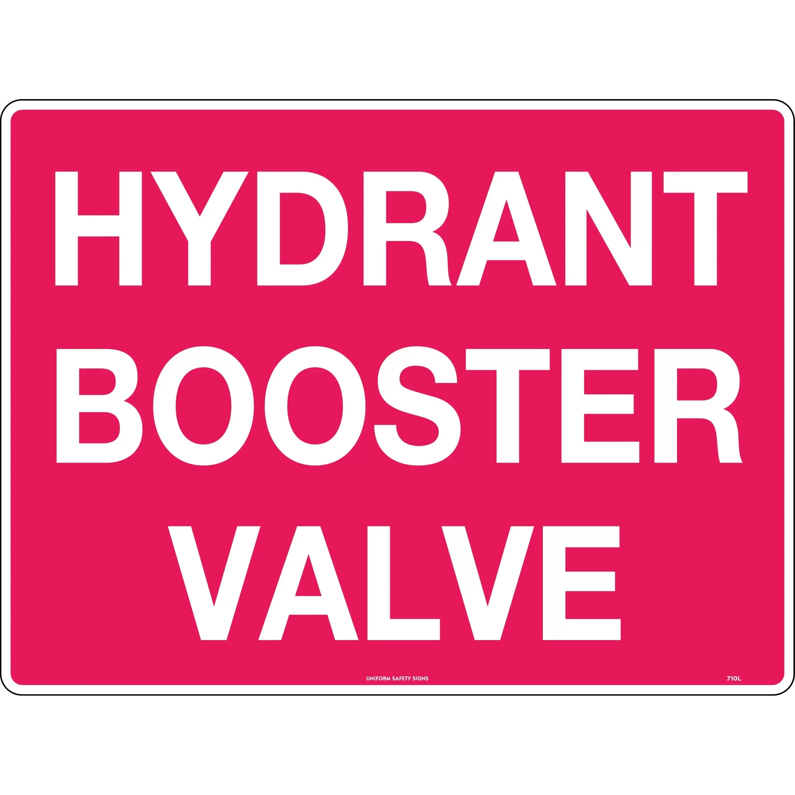 Uniform Safety Signs - 300x225mm - Self Adhesive - Hydrant Booster Valve | 710MA