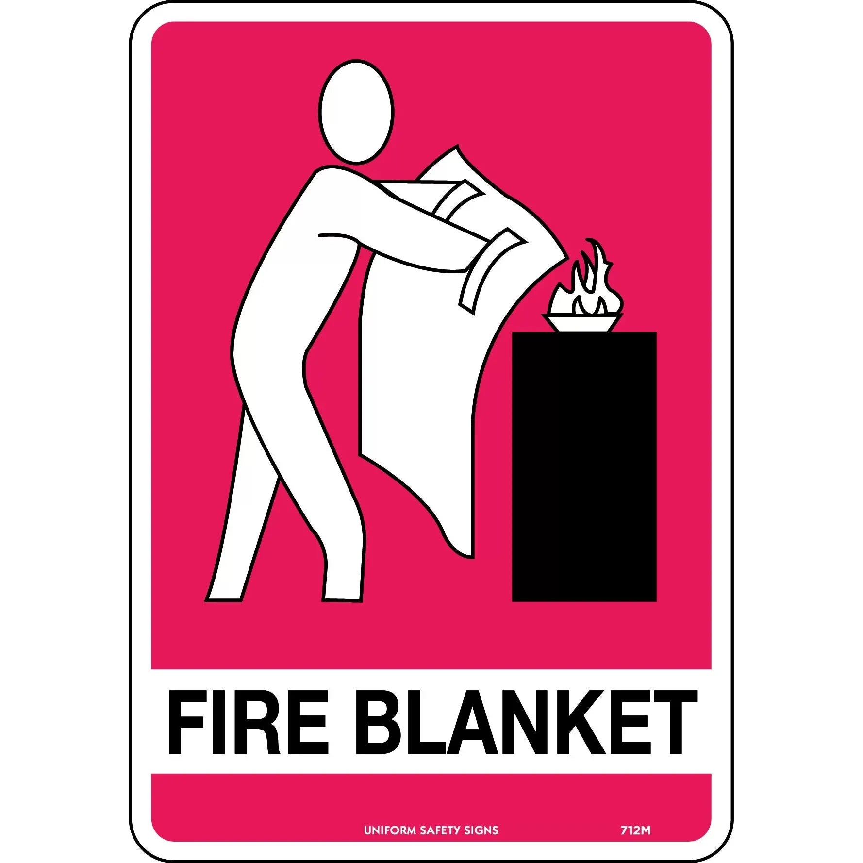 Uniform Safety Signs - 225x225mm - Poly - Off Wall - Fire Blanket (with pictogram) | 712OWP