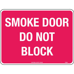 Uniform Safety Signs - 300x225mm - Metal - Smoke Door Do Not Block | 713MM