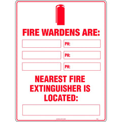 Uniform Safety Signs - 600x400mm - Metal - Fire Marshalls Are: Nearest Fire Extinguisher is Located: | 720LM