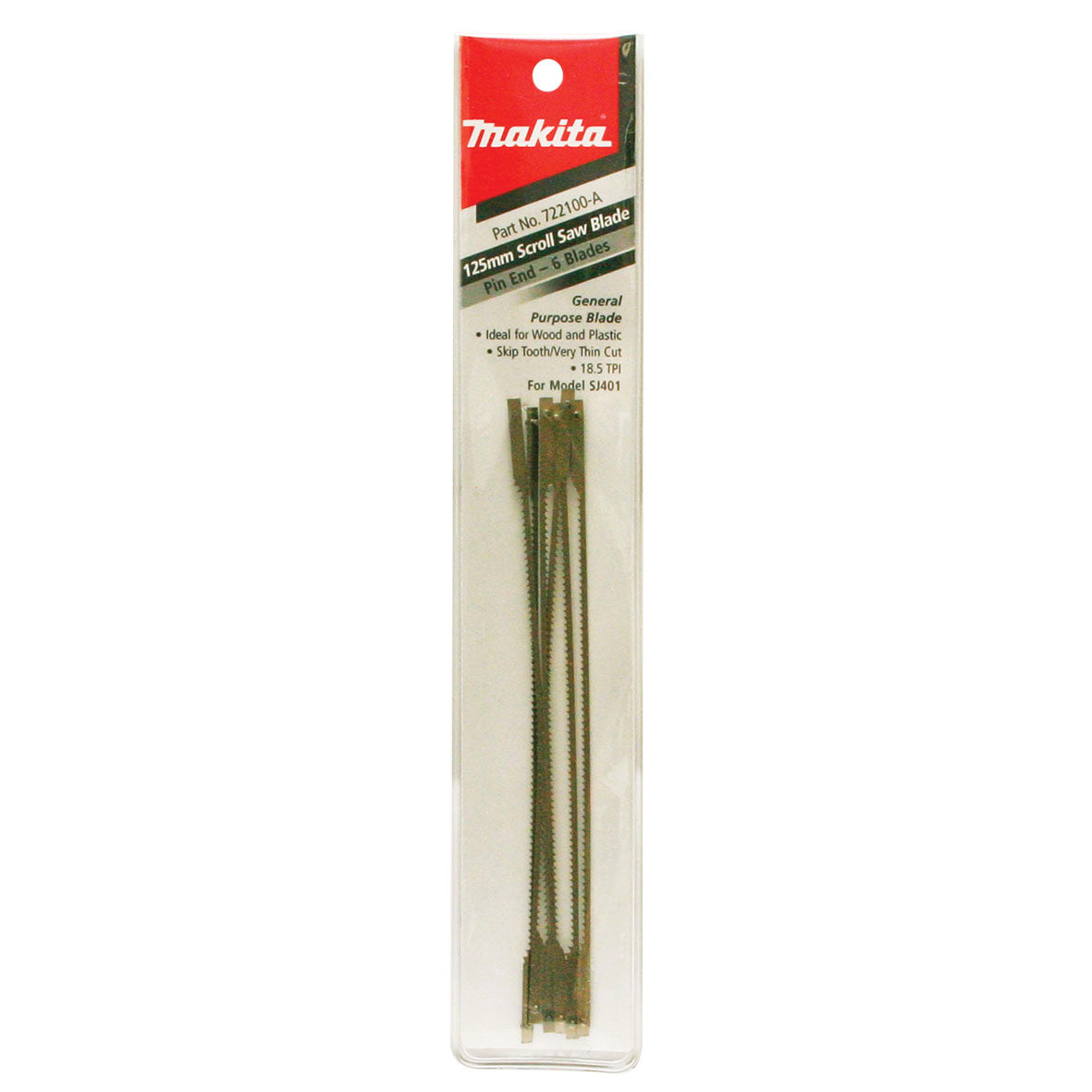 Makita Sawing Scroll Saw Blade Pin End /133mm O/L X 18.5tpi - 6pk | SKU 722100-A