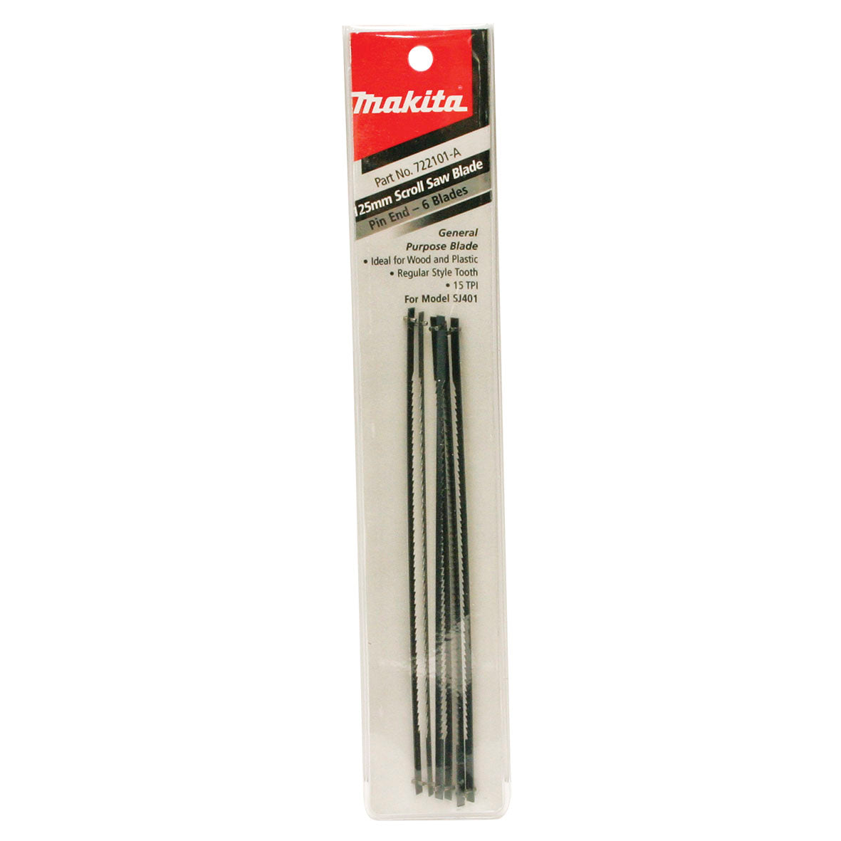 Makita Sawing Scroll Saw Blade Pin End /133mm O/L X 15tpi - 6pk | SKU 722101-A