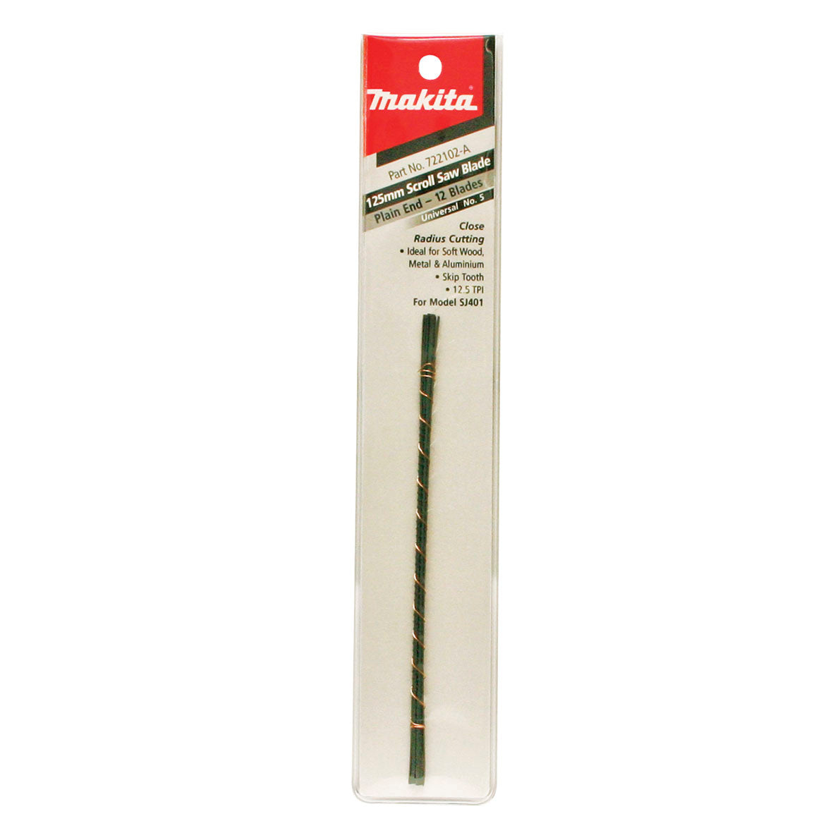 Makita Sawing Scroll Saw Blade Plain End /130mm O/L X 12.5tpi - 12pk | SKU 722102-A