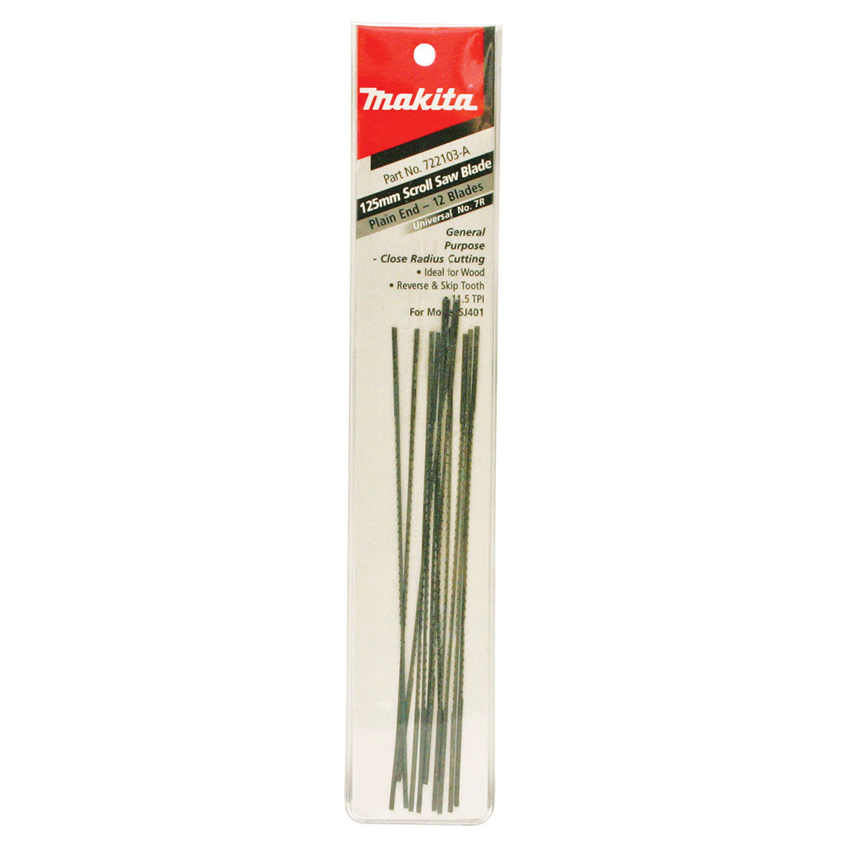 Makita Sawing Scroll Saw Blade Plain End /130mm O/L X 11.5tpi - 12pk | SKU 722103-A
