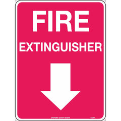 Uniform Safety Signs - 300x225mm - Metal - Fire Extinguisher (Arrow Down) | 722MM