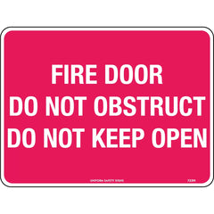 Uniform Safety Signs - 300x225mm - Self Adhesive - Fire Door Do Not Obstruct Do Not Keep Open | 723MA