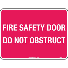 Uniform Safety Signs - 300x225mm - Metal - Fire Safety Door Do Not Obstruct | 724MM