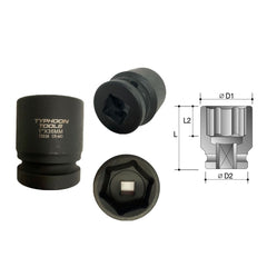 Typhoon Tools - 1" Dr. X 3 1/4" Standard Impact Socket. Cr-Mo | 72759