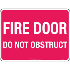 Uniform Safety Signs - 300x225mm - Metal - Fire Door Do Not Obstruct | 729MM