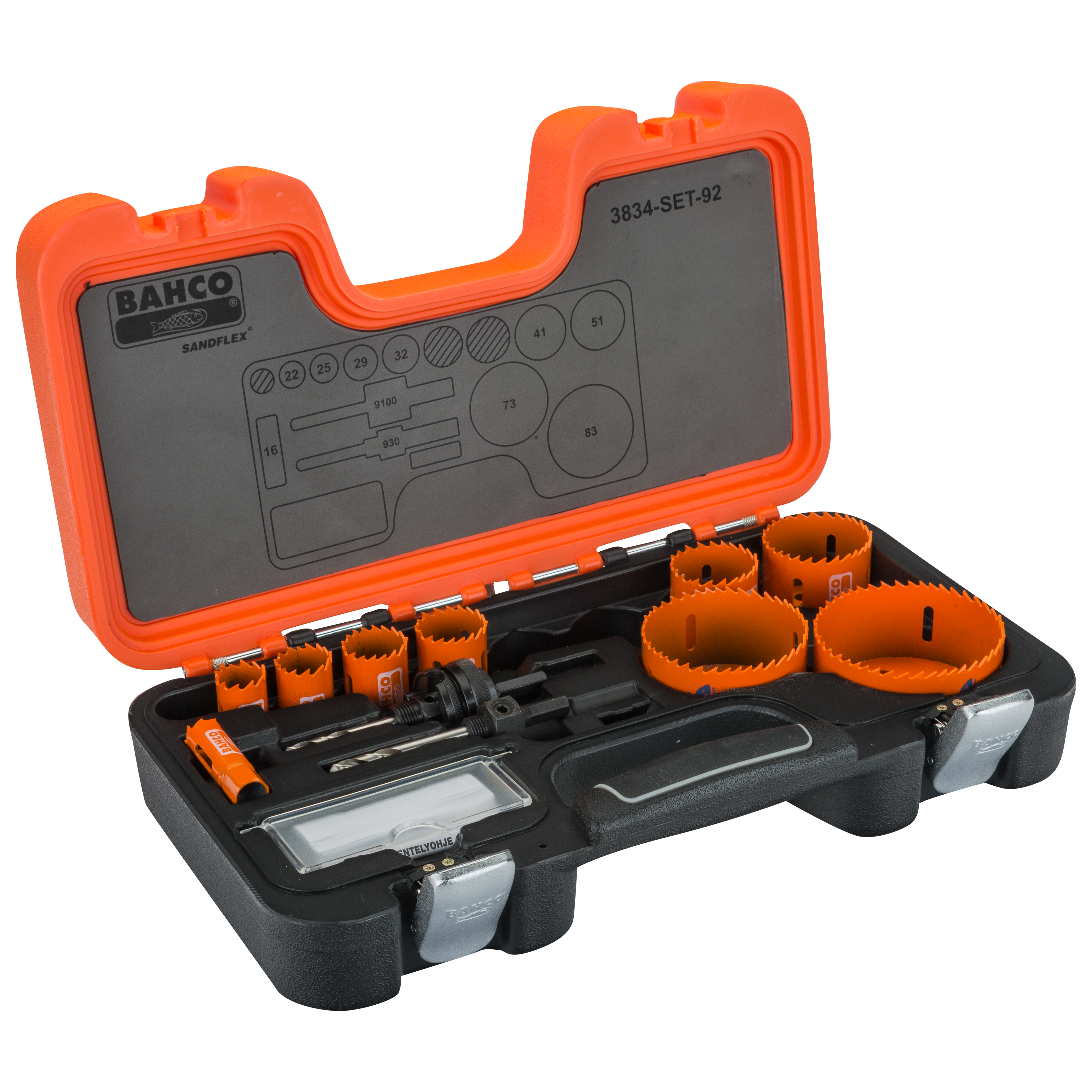 Bahco - Holesaw set 11 pce VIP 16, 22, 25, 29, 32, 41, 51, 73, 83mm & 930 & 9100 arbors | 3834-SET-92