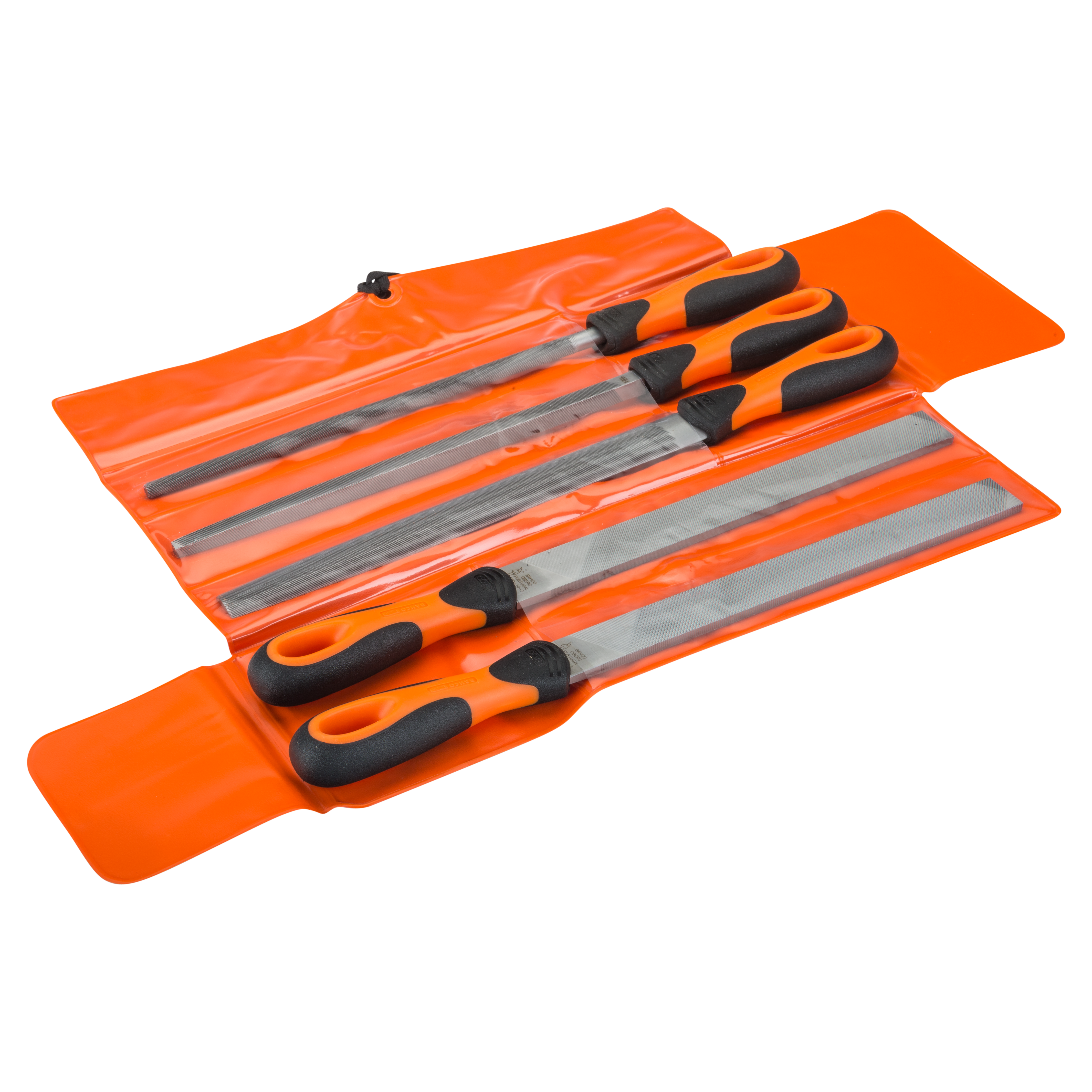 Bahco - File set, 5 pce, 10", hand (1 x 2nd cut), hand, half round, square, round file - bastard cut, plastic wallet | 1-478-10-1-2