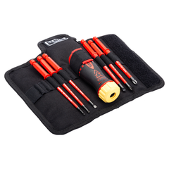 Bahco - 7 piece 1000v Ratchet Screwdriver Set with 1000v interchangeable blades in nylon pouch | 808061