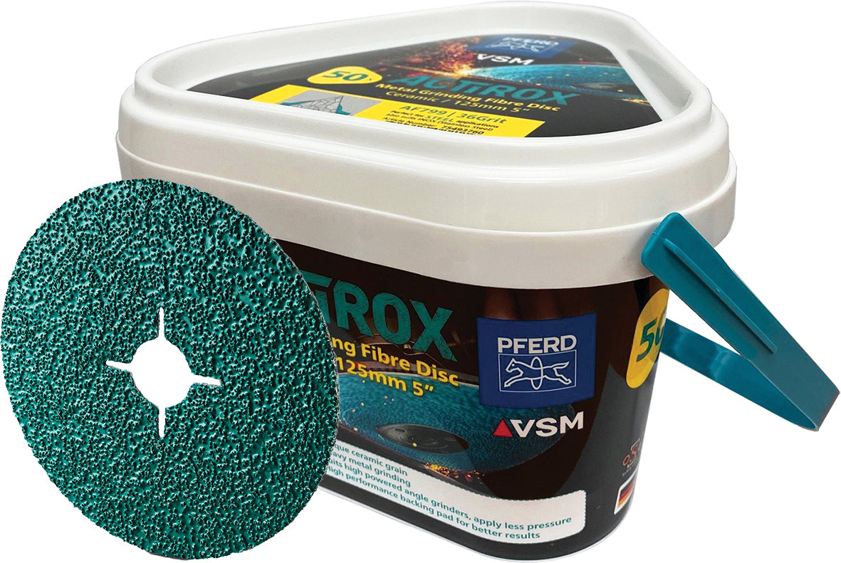 PFERD - Resin Fibre Discs - ACTIROX AF799 Bucket - Steel - Ceramic Range - (5") 125 x 22 - 36 Grit 50pk | 75493760 1