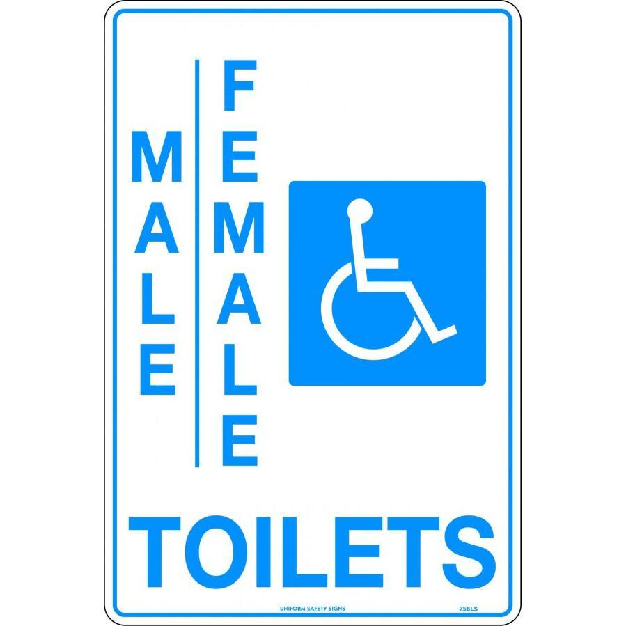 Uniform Safety Signs - 240x180mm - Self Adhesive - Male/Female/Disabled Toilets | 756DA