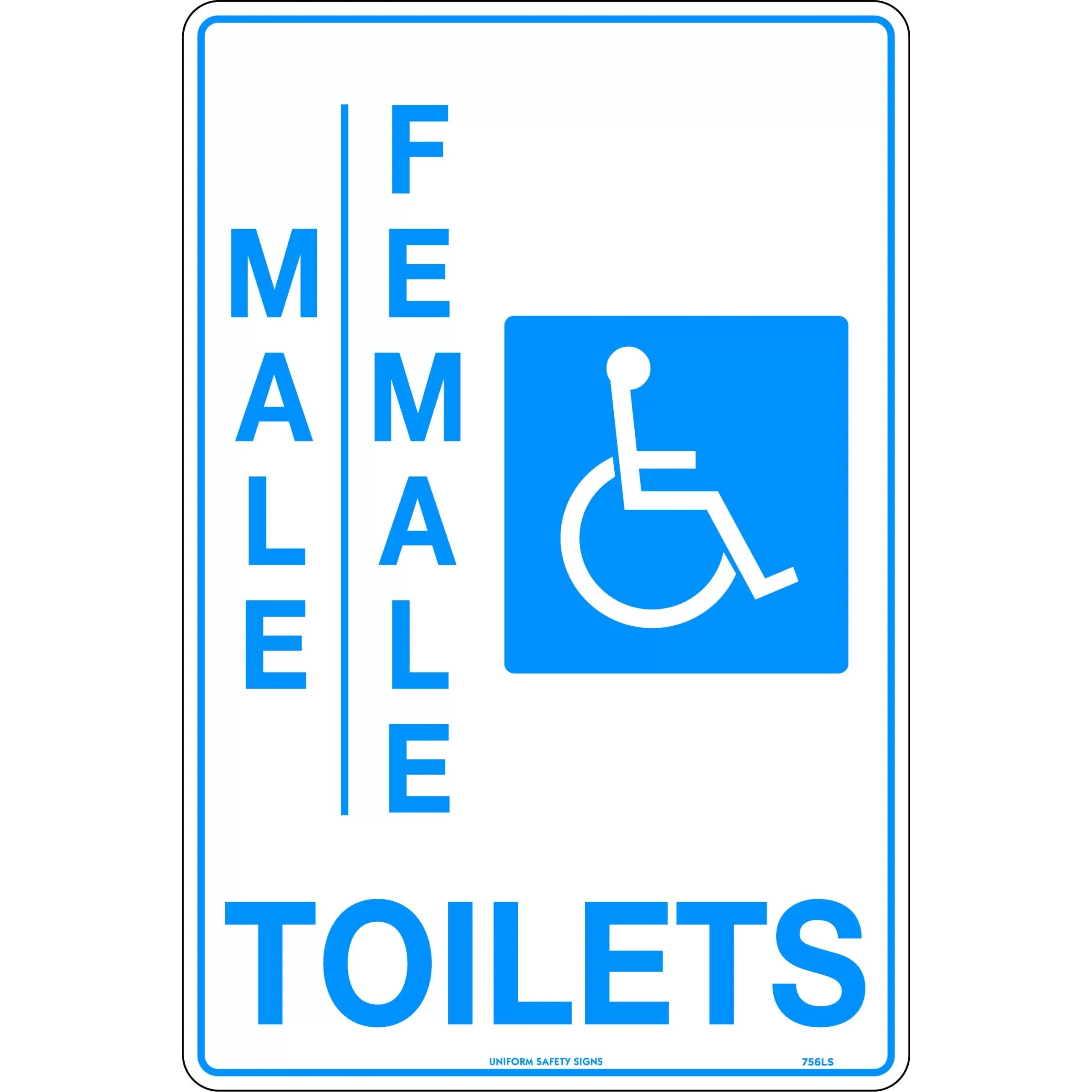 Uniform Safety Signs - 450x300mm - Metal - Male/Female/Disabled Toilets | 756LSM