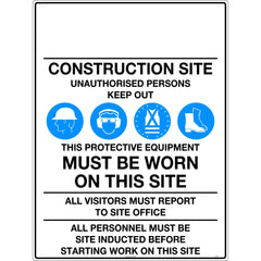 Uniform Safety Signs - 1200x800mm - Corflute - Construction Site Safety Requirements (Blank Logo) | 760XLC