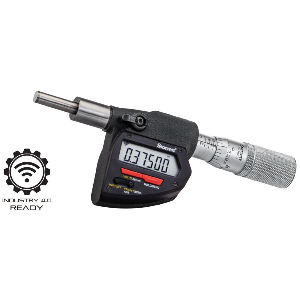 Starrett - Elec. Dig. Mic Head w/Output 0-1in (0-25mm) Carbide Face | 762XFL