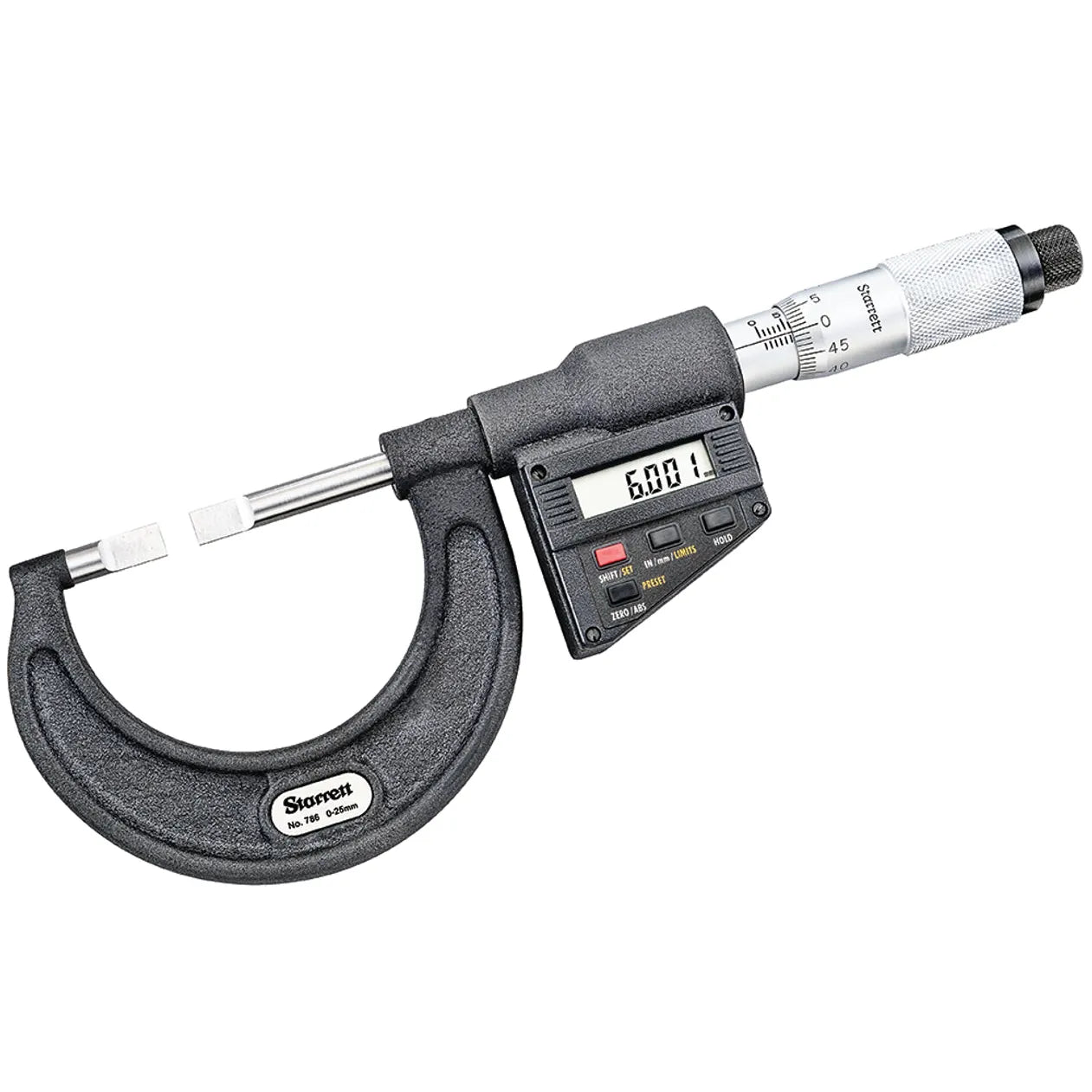 Starrett - Elec. Dig. Blade Type Mic w/Output 0-25mm 0.001mm Res. | 786MEP-25
