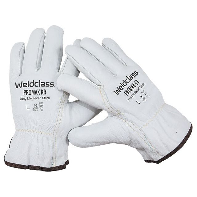 Weldclass PROMAX KR Leather Rigger Work Gloves, Kevlar Stitched, Medium