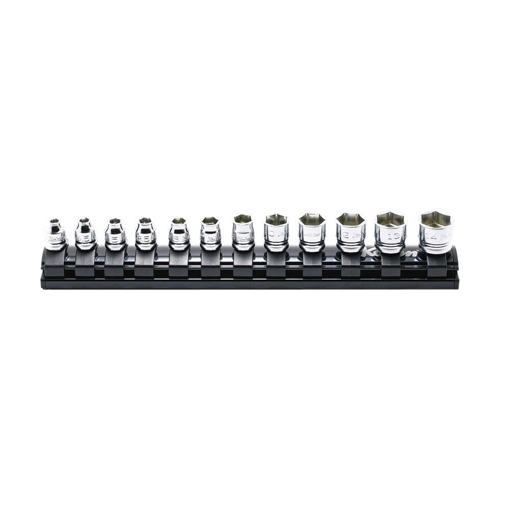 Koken - Socket Set 1/4" Drive 4-14mm 12pc. On Magnetic Rail