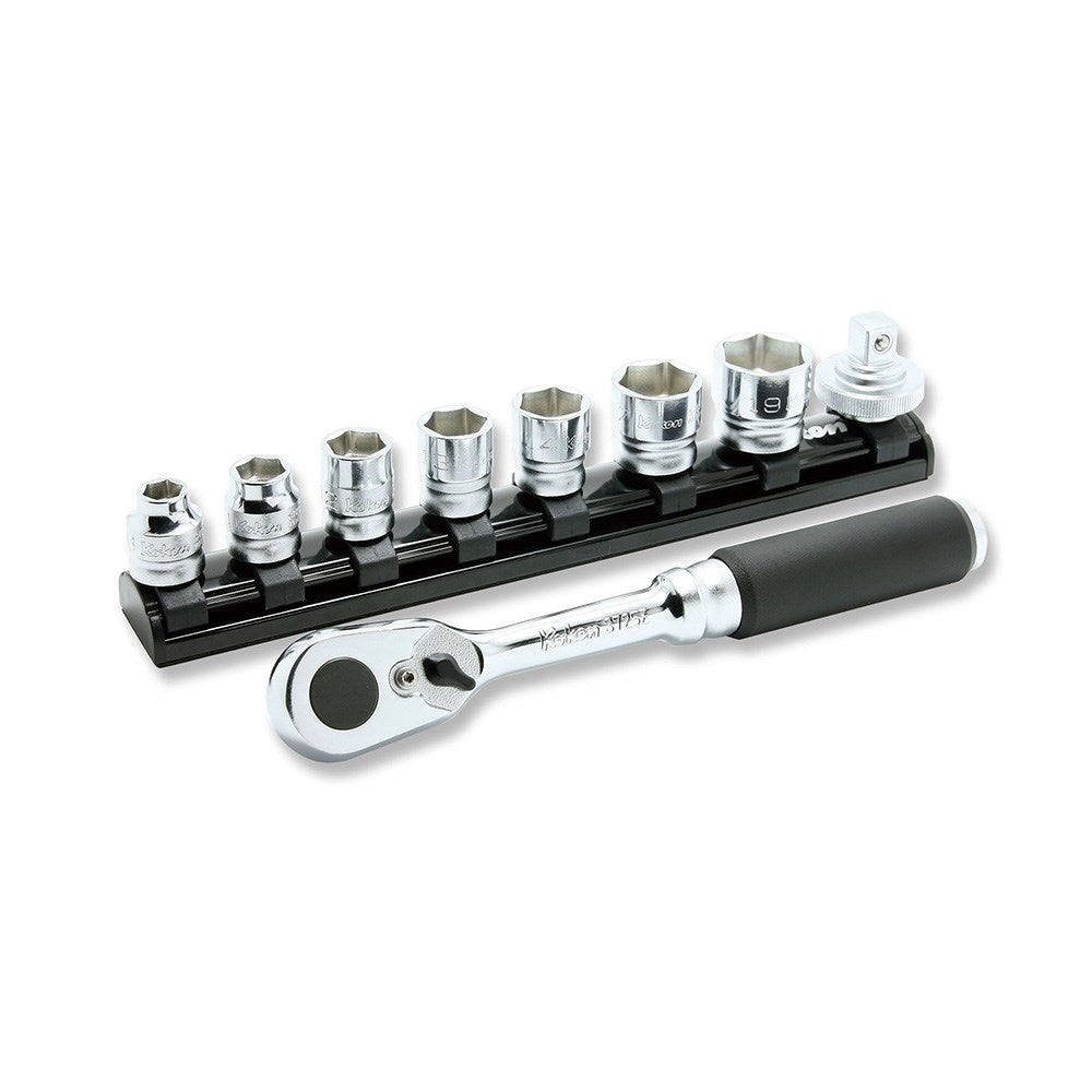 Koken - Z-series 3/8" Dr 6 Point Metric Socket Set - 9 Piece On Magnetic Rail