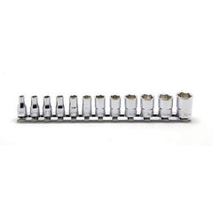 Koken - Socket Set On Rail 1/4" Drive 4-14mm 6 Point 12 Pieces | KORS2400M/12
