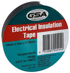 GSA - Electrical Tape Black 0.18mm - 19mm x 20m | 8111BL