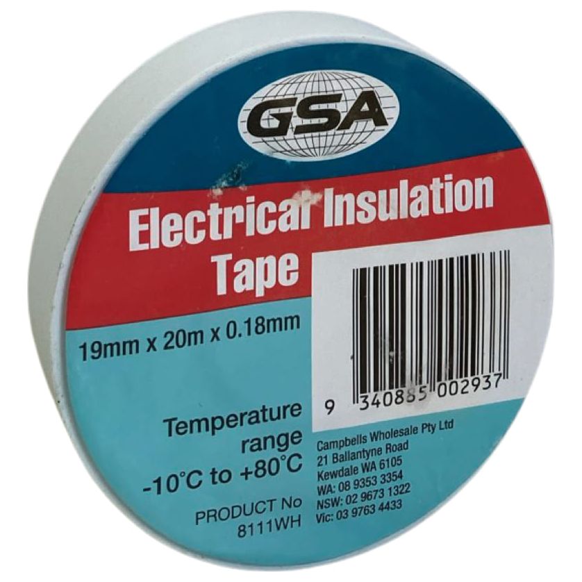 GSA - Electrical Tape White 0.18mm - 19mm x 20m | 8111WH