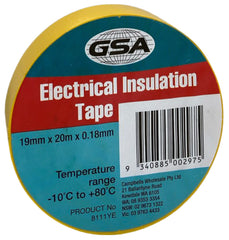 GSA - Electrical Tape Yellow 0.18mm - 19mm x 20m | 8111YE