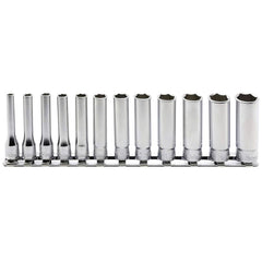 Koken - 12pc Socket Set On Rail 1/4" Drive 6 Point 4mm-14mm