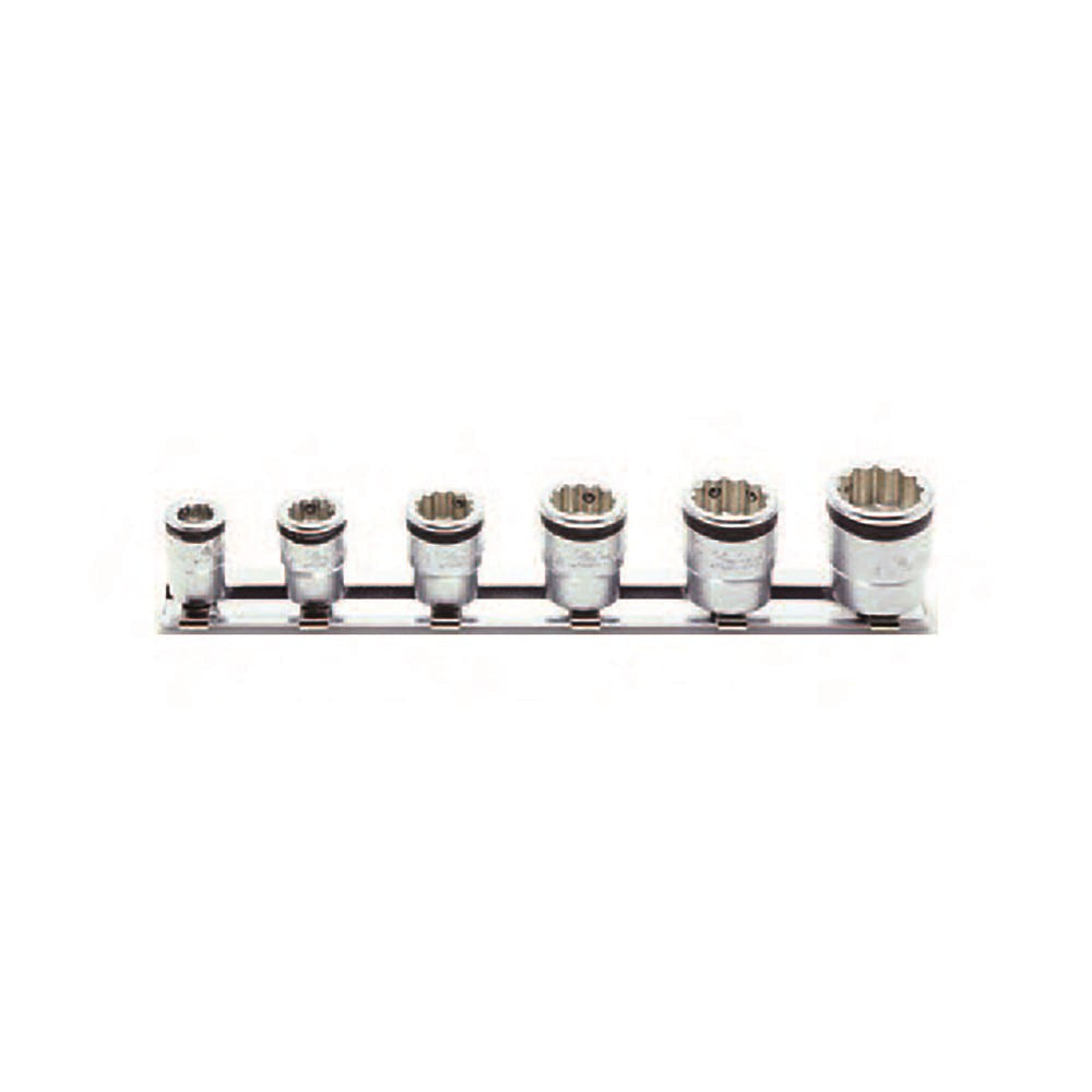 Koken - 1/4" Drive 12 Point Nut Grip Socket - Rail Set 6 Pieces