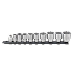 Stahlwille - 10-Piece Socket Set on Rail (8-24mm) - 3/8" Square Drive - 12-Point - Series 12917 | SW12917/10-45 - 96052010