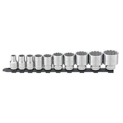 Stahlwille - 10-Piece Socket Set on Rail (10-32mm) - 1/2" Square Drive - 12-Point - Series 12918 | SW12918/10-50 - 96053010