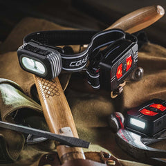 Coast - RL20RB Rechargeable Tri Colour LED Headlamp with Red Rear Lighting + Booster Battery - 1000 Lumens